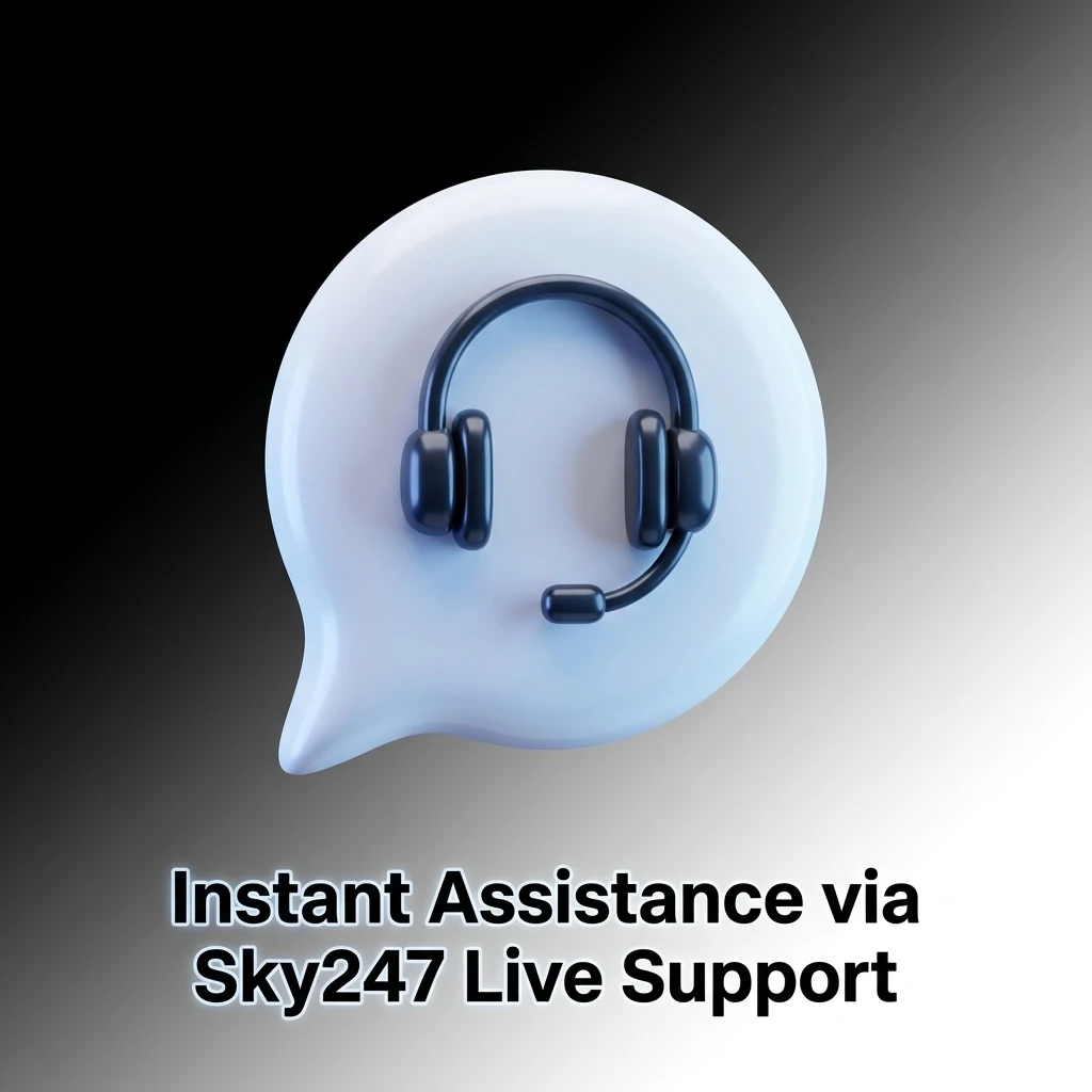 Sky247 live support chat interface for instant 24/7 customer assistance in Hindi and English.