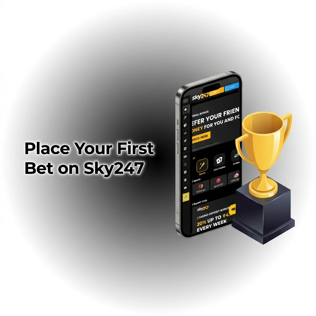 Four-step guide to placing your first bet on Sky247: navigate to sports, select a match, choose odds, and place wager.