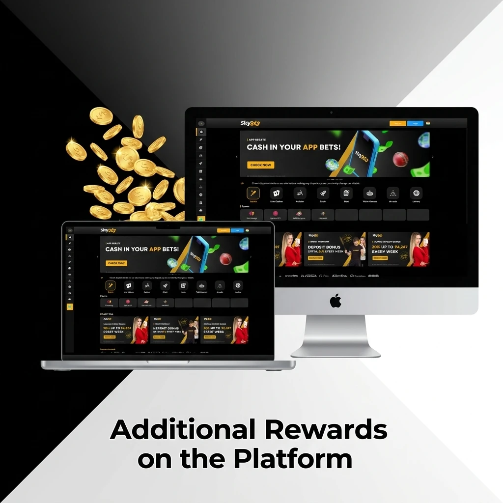 Sky247 additional rewards: Monday Power Deposit, First Deposit Cashback, and Casino and Table Weekly Reward.