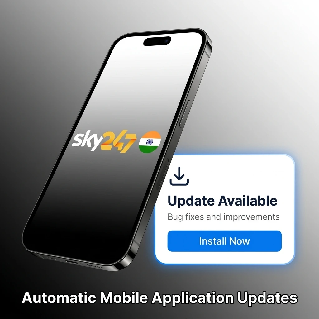 Illustration of automatic mobile app updates delivering the latest features and security patches without manual effort.
