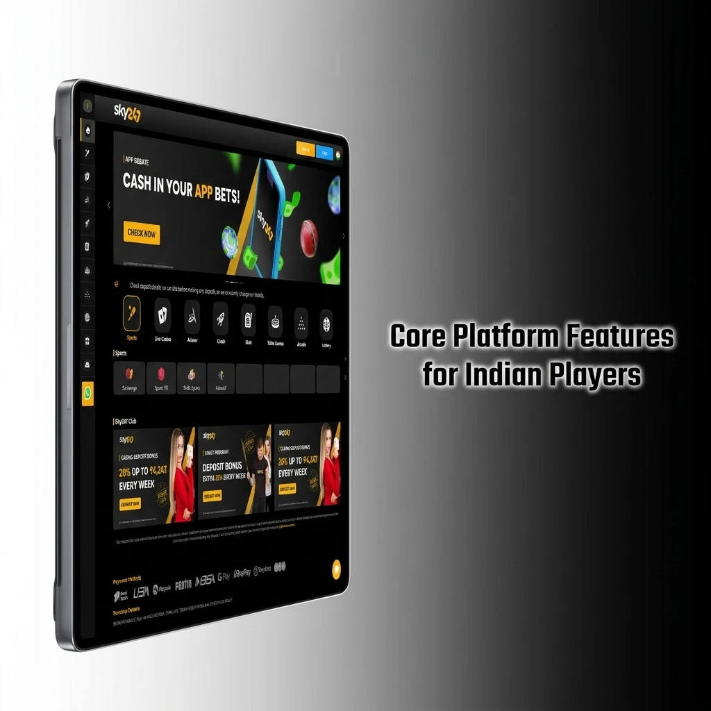 Sky247 platform features for Indian players: secure sports betting, online casino, and mobile apps.