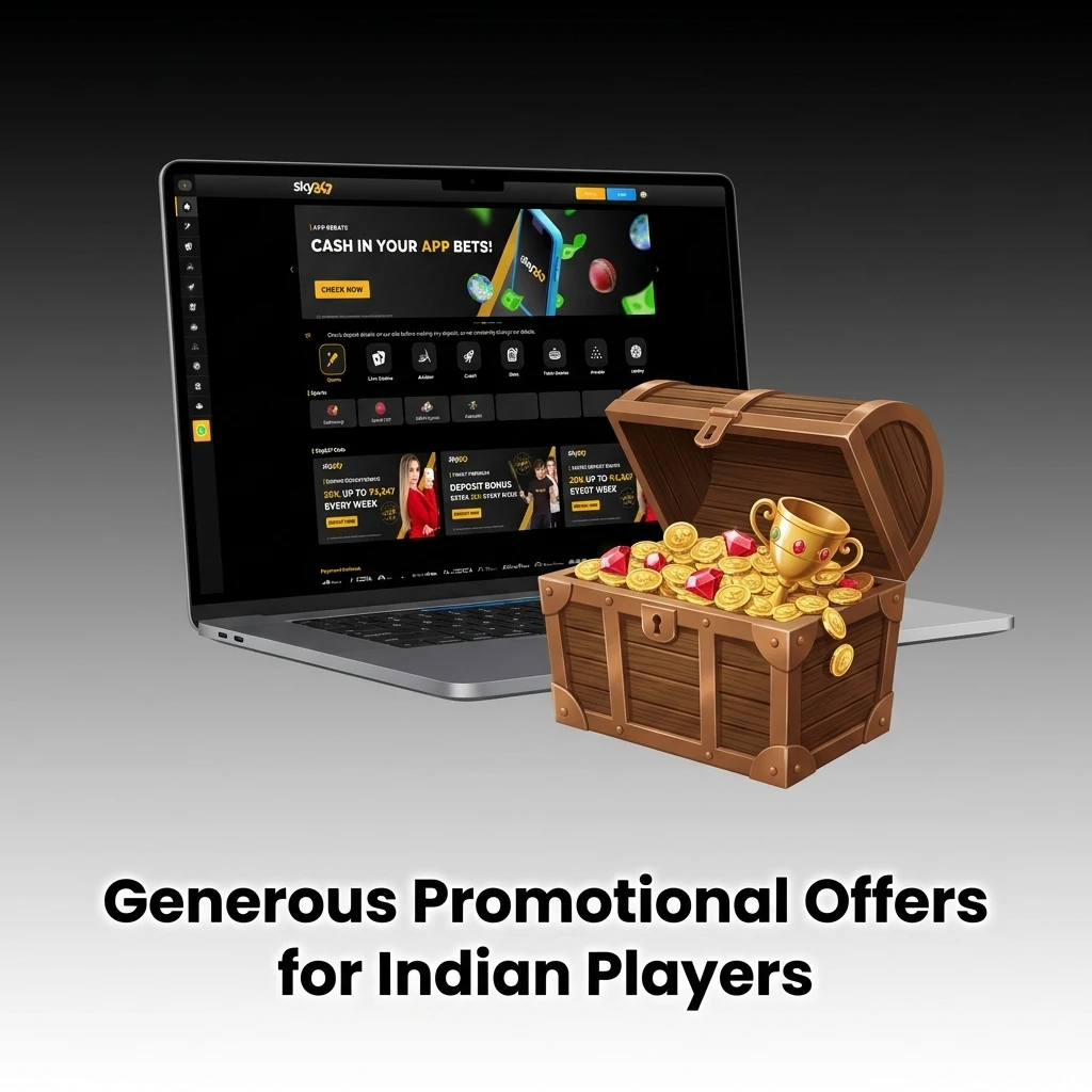Generous Sky247 promotional offers for Indian players and a 5-step guide to account registration and claiming bonuses.