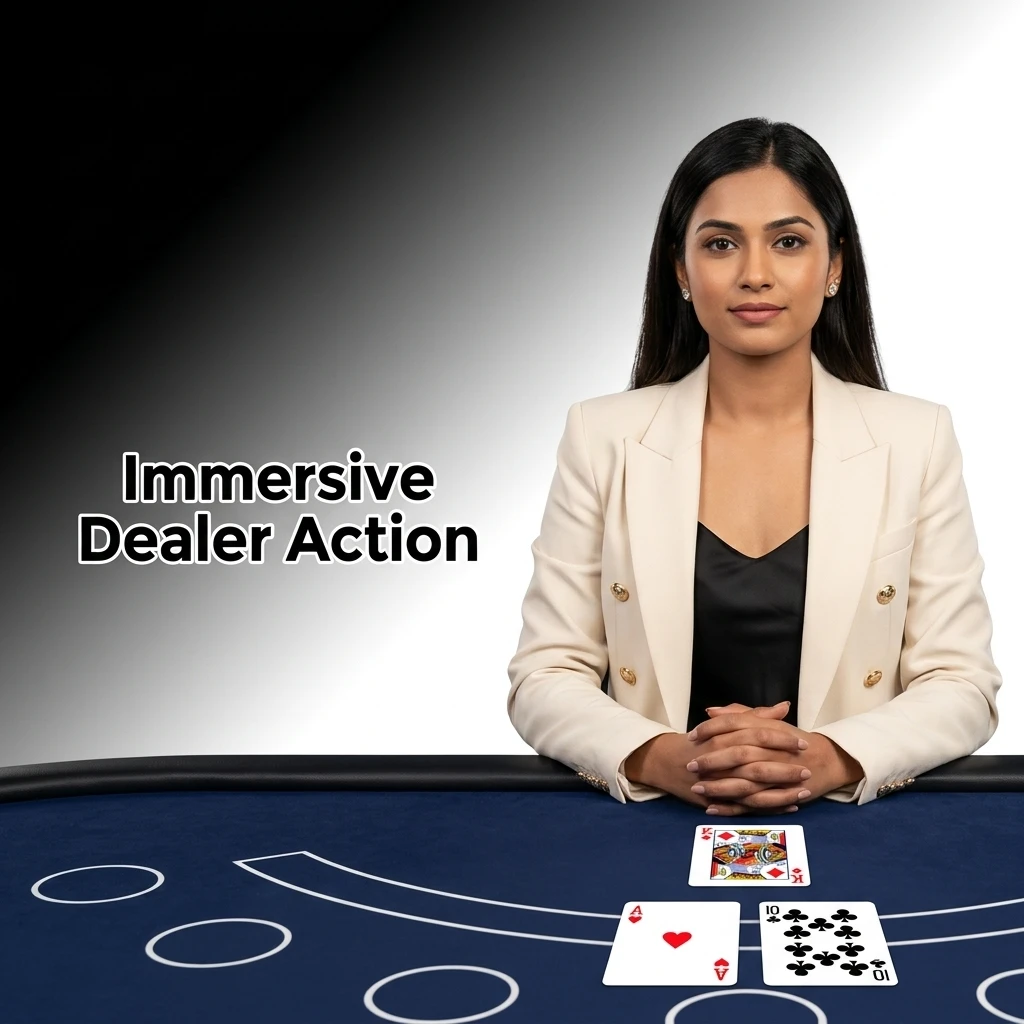 Professional human dealer hosting live casino games with physical cards and wheels in an HD studio.