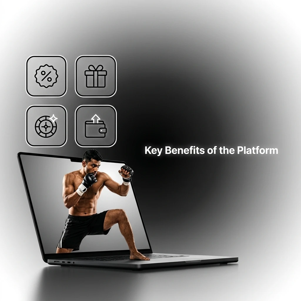 Key benefits of the Sky247 MMA betting platform: broad markets, live bets, secure INR transactions, and competitive odds.