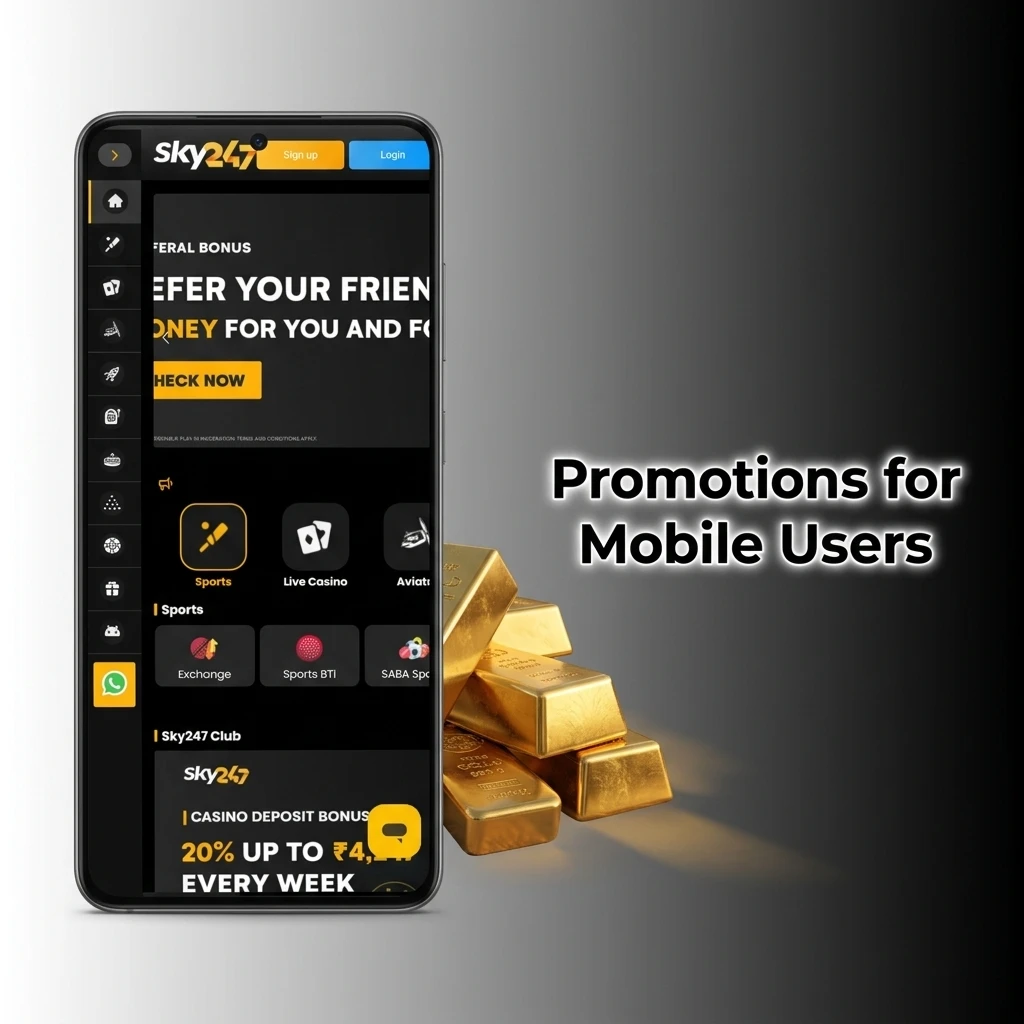 A smartphone screen displaying promotional bonus offers for mobile sports betting and casino games.