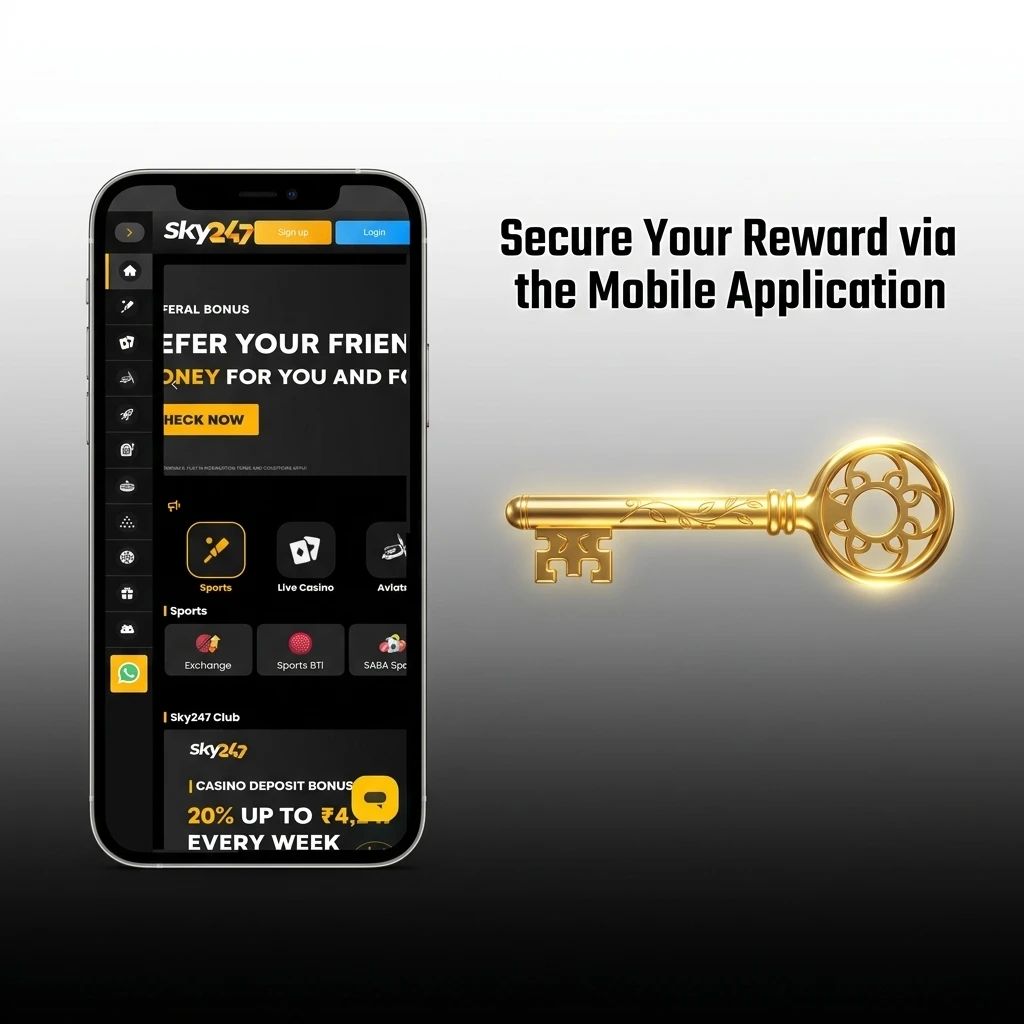 Mobile app interface showing how to secure your welcome bonus and access betting features.