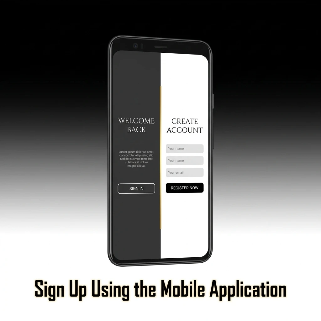 Step-by-step registration process for creating a profile on the Sky247 mobile app.